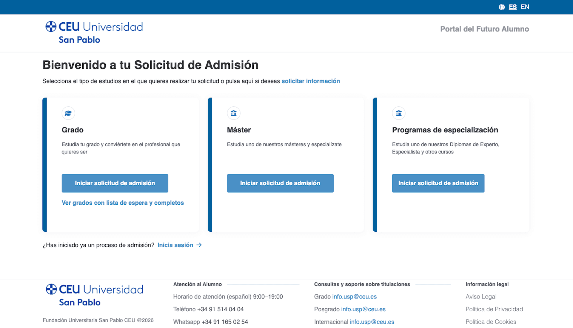 Portal de Admisión · Universidad CEU San Pablo