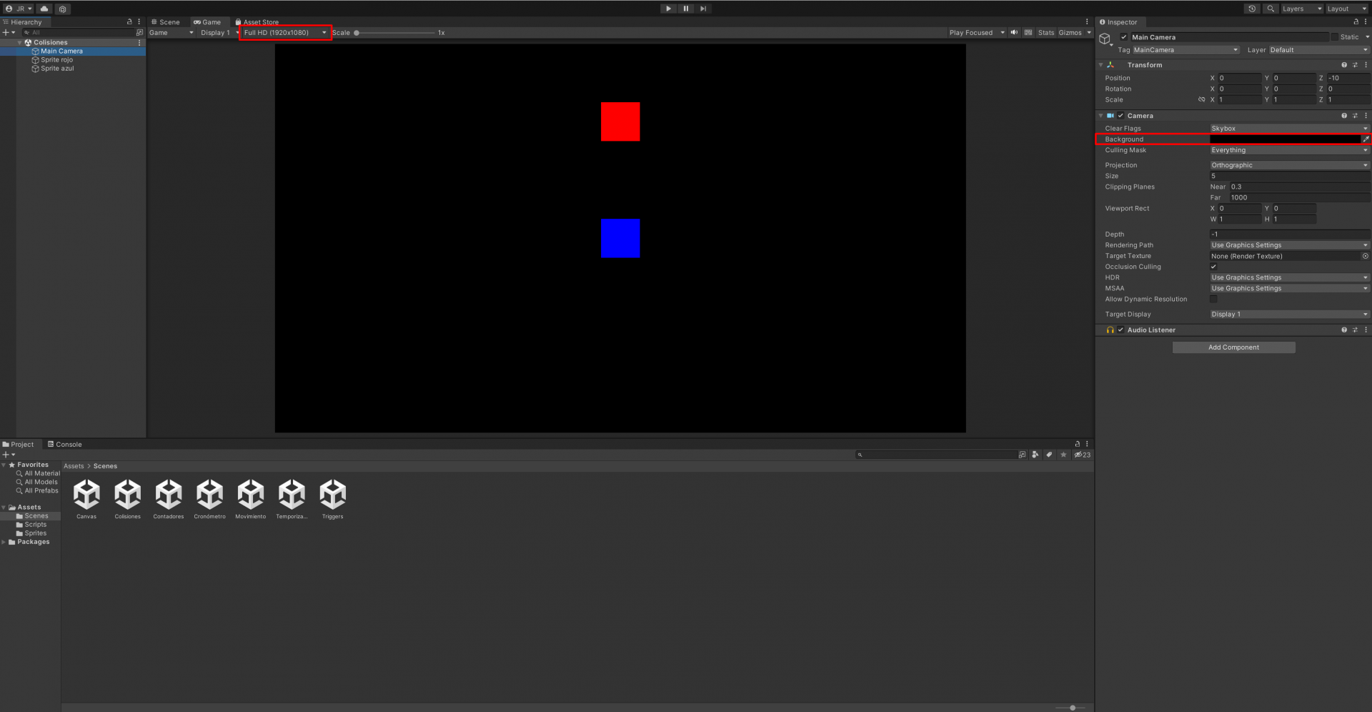 05 Unity 2D - Escena Colisiones y sprites