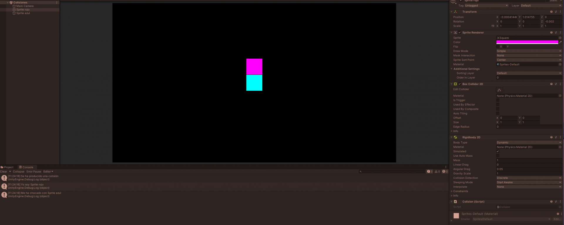 08 Unity 2D - Cambio de color en la Colision