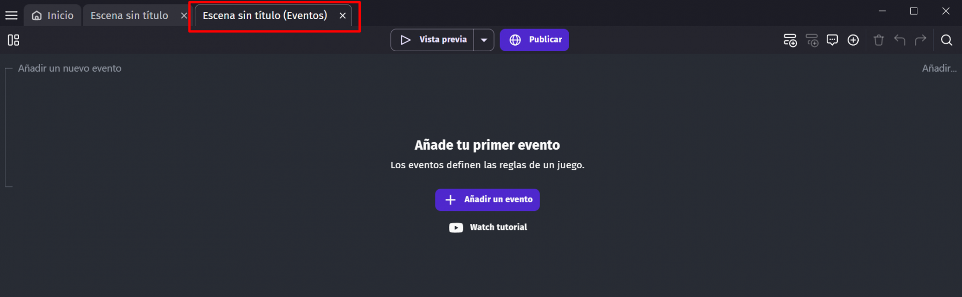 24 Pestaña de eventos