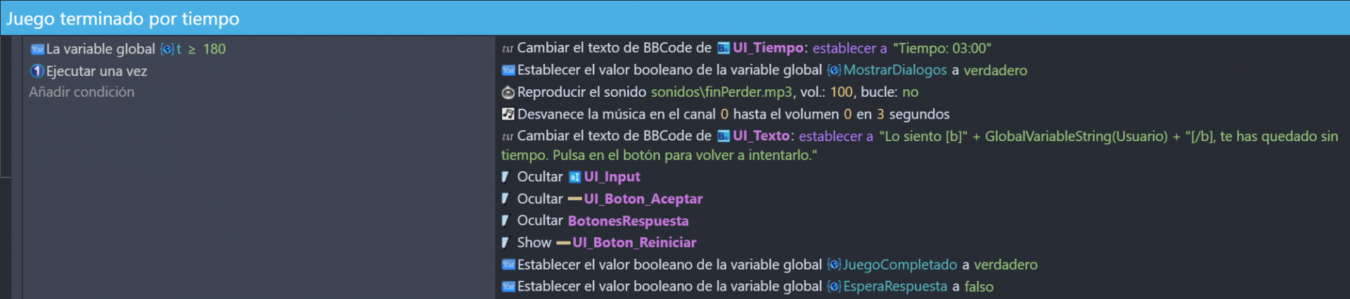 70 Juego terminado por tiempo